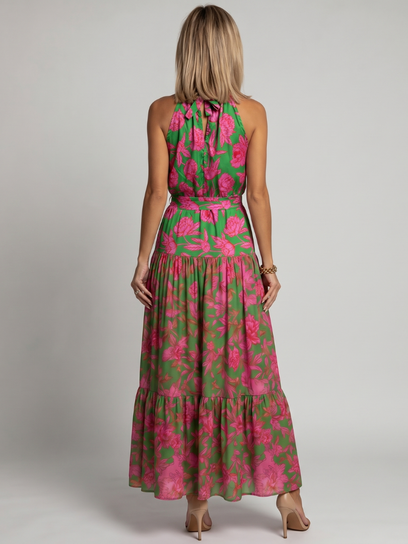 ROWEN | ABITO MIDI CON SCOLLO ALL'AMERICANA E DRAPPEGGI
