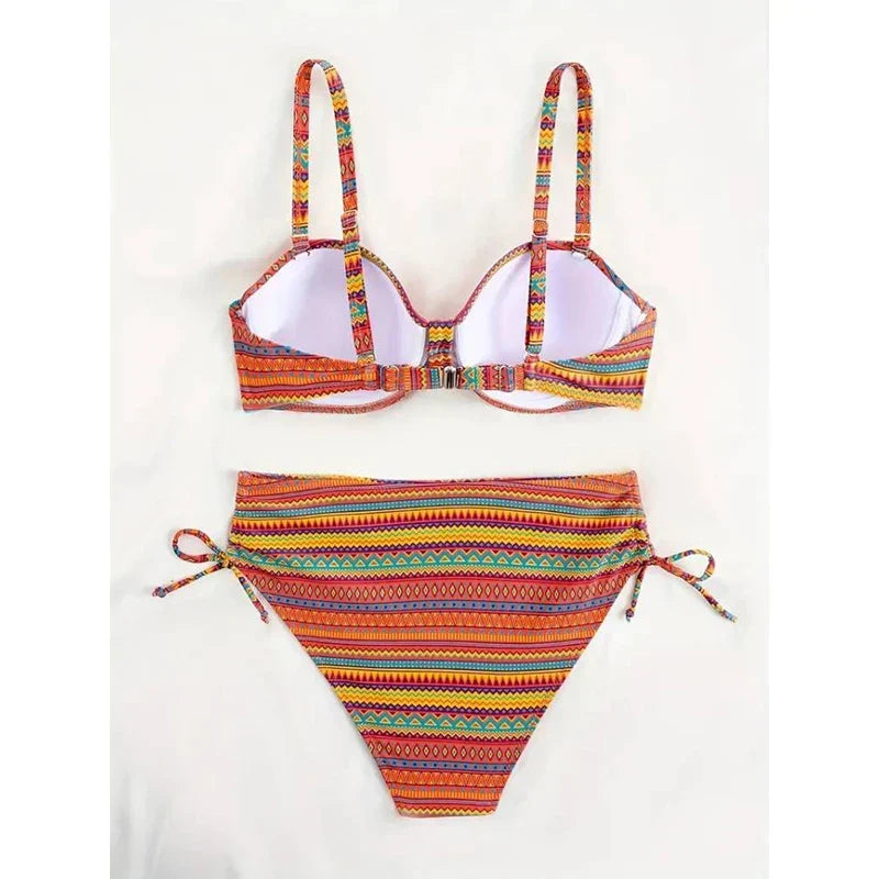 ZARA | BIKINI A VITA ALTA A RIGHE CON LACCETTI LATERALI