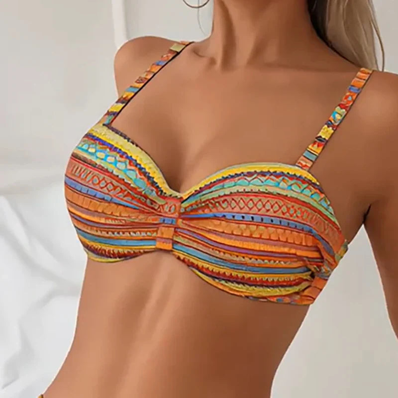 ZARA | BIKINI A VITA ALTA A RIGHE CON LACCETTI LATERALI
