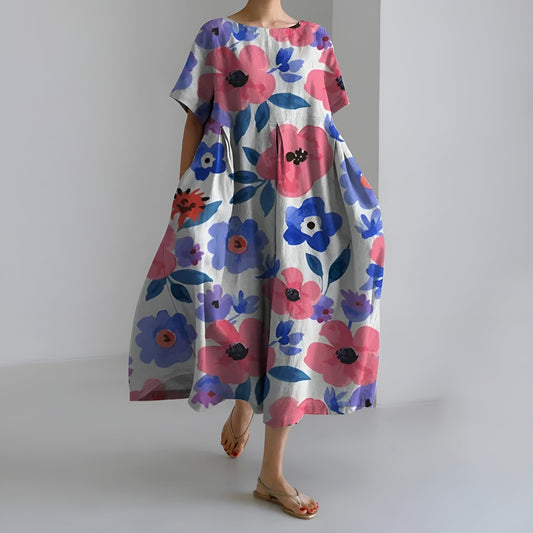 MEERI | ABITO MAXI ARTISTICO CON STAMPA FLOREALE VINTAGE ED ELEGANZA SPENSIERATA