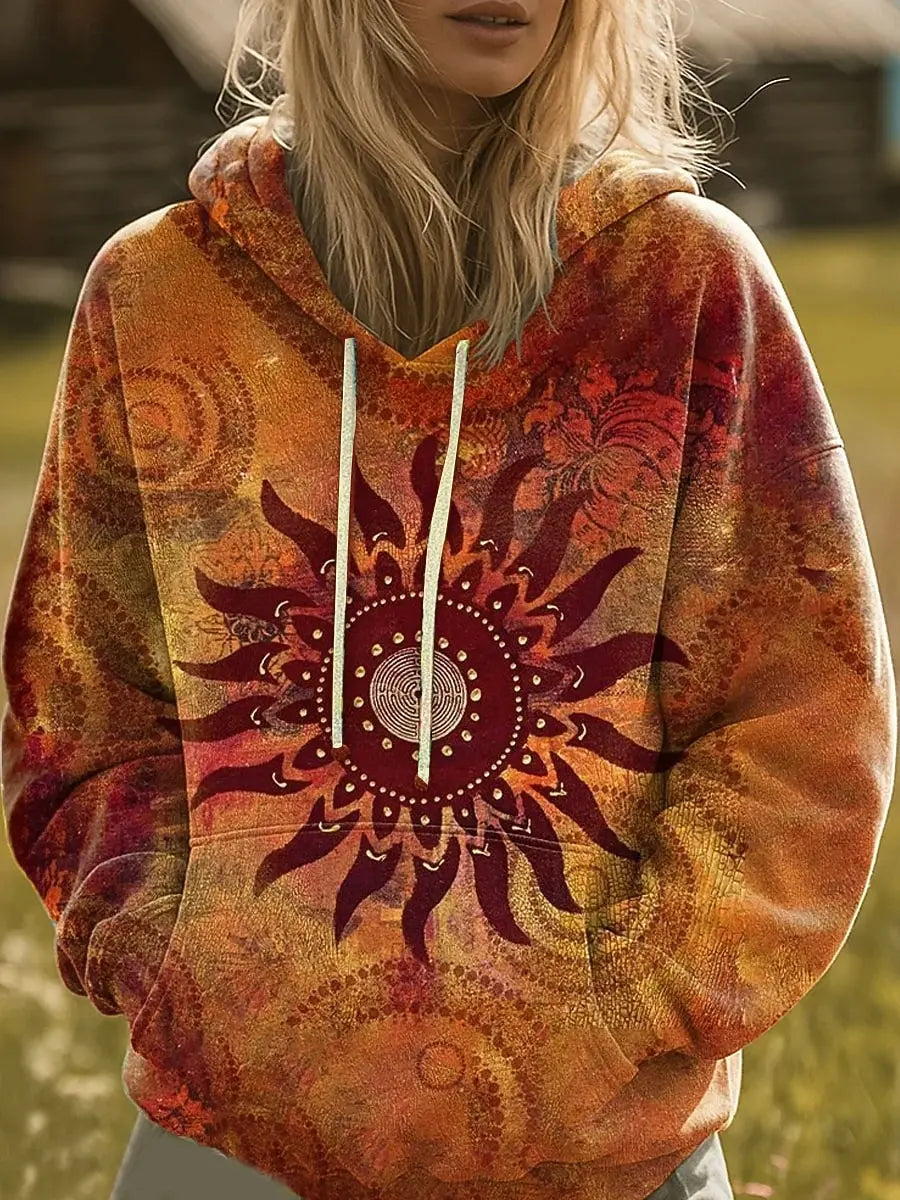BRISENNA | FELPA CON CAPPUCCIO GRAFICA RAINBOW SUNBURST