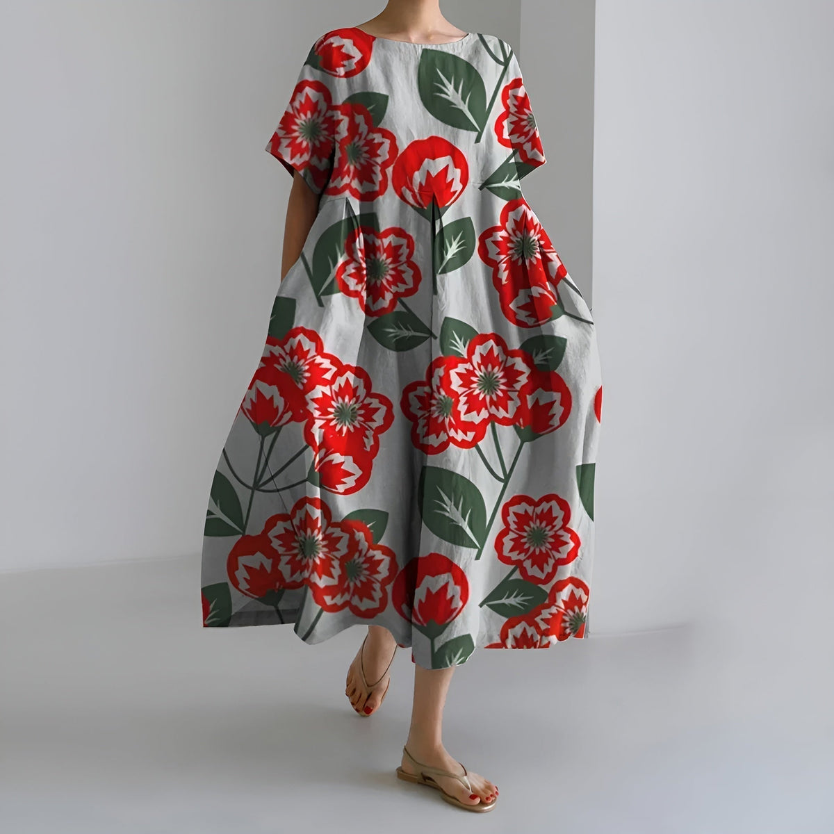 MEERI | ABITO MAXI ARTISTICO CON STAMPA FLOREALE VINTAGE ED ELEGANZA SPENSIERATA