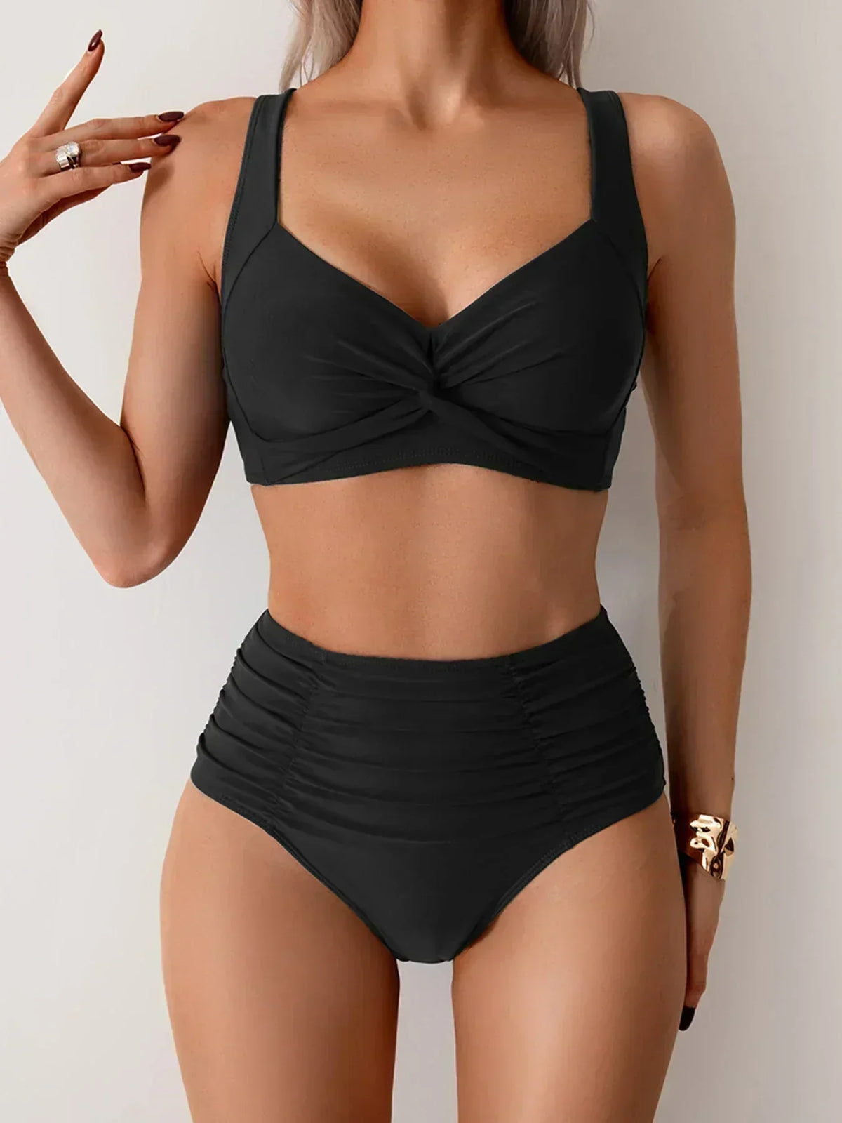 NICOLETTA | BIKINI A FASCIA IN TESSUTO CON VOLANT