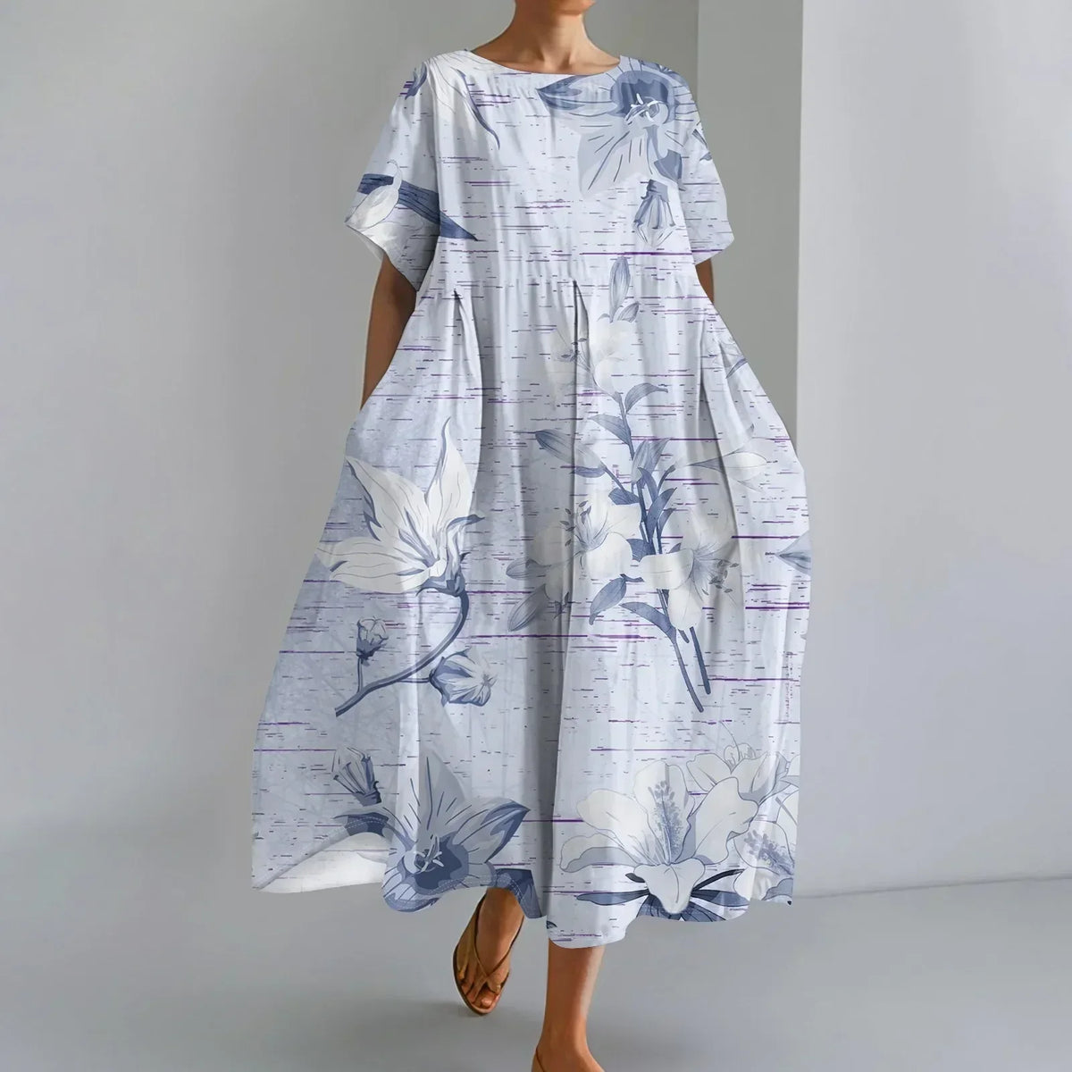 JUTTA | MAXI ABITO LEGGERO CON SPLENDIDA STAMPA FLOREALE
