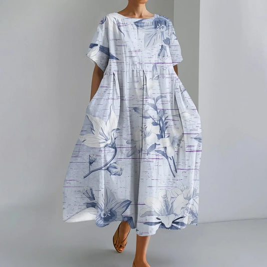 JUTTA | MAXI ABITO LEGGERO CON SPLENDIDA STAMPA FLOREALE