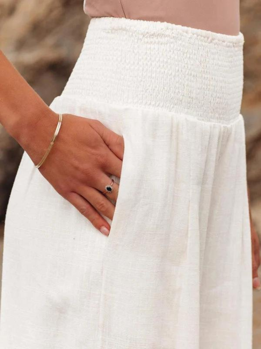 DEBORAH | PANTALONI A GAMBA AMPIA CON VITA ARRICCIATA