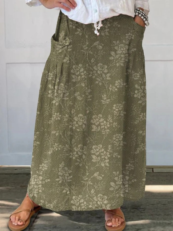PRINCESS | GONNA VINTAGE A FIORI CON VITA ELASTICA E TASCHE