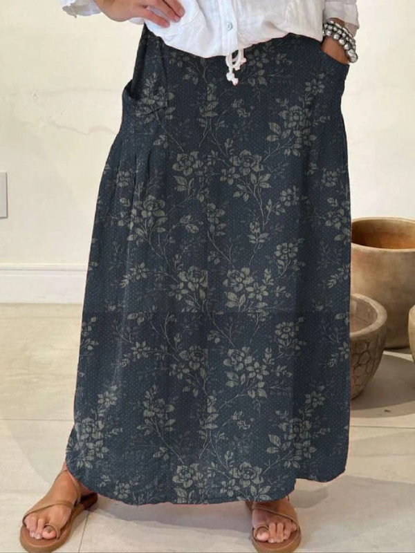 PRINCESS | GONNA VINTAGE A FIORI CON VITA ELASTICA E TASCHE