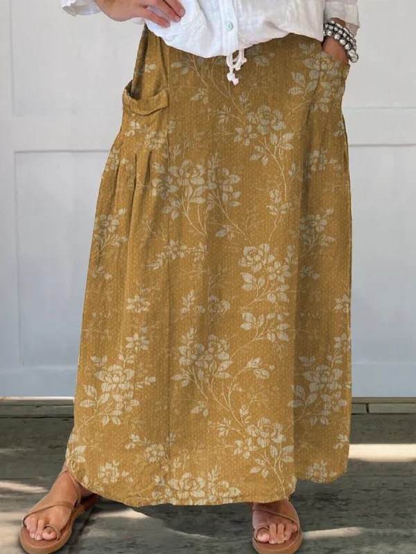 PRINCESS | GONNA VINTAGE A FIORI CON VITA ELASTICA E TASCHE