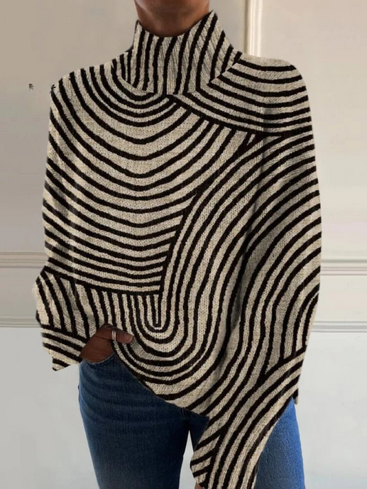 AINSLEY | MAGLIONE A DOLCEVITA CON LINEE DISEGNATE A MANO