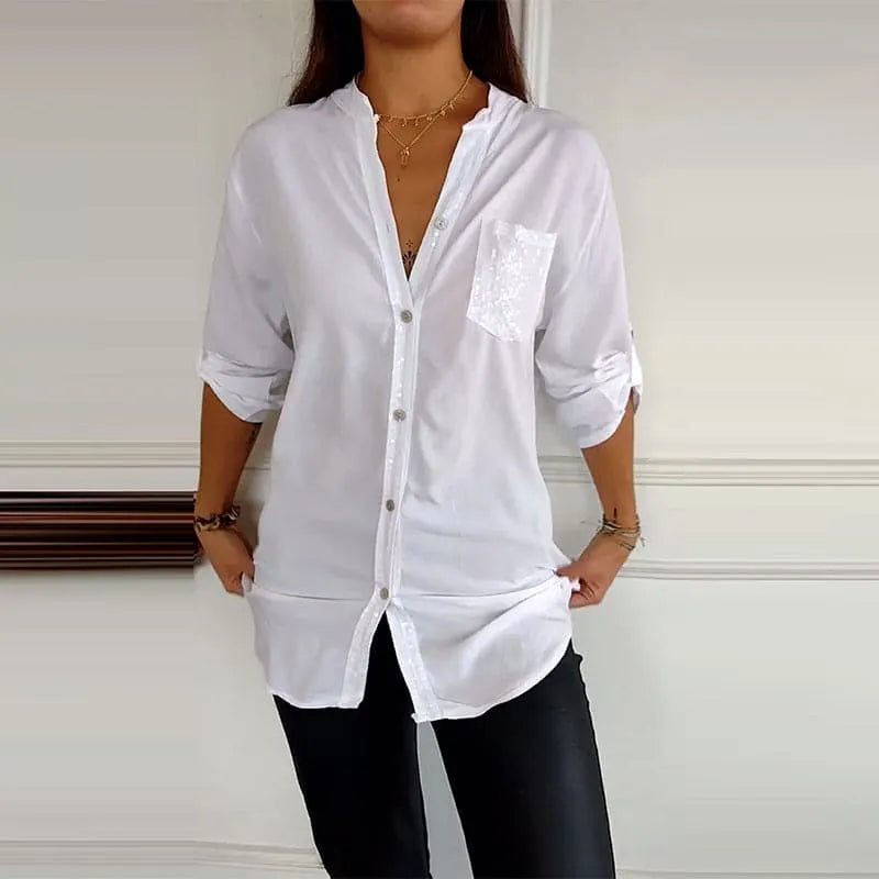 VERITY | CAMICIA BUTTON-DOWN CON PROFILO DI PAILLETTES