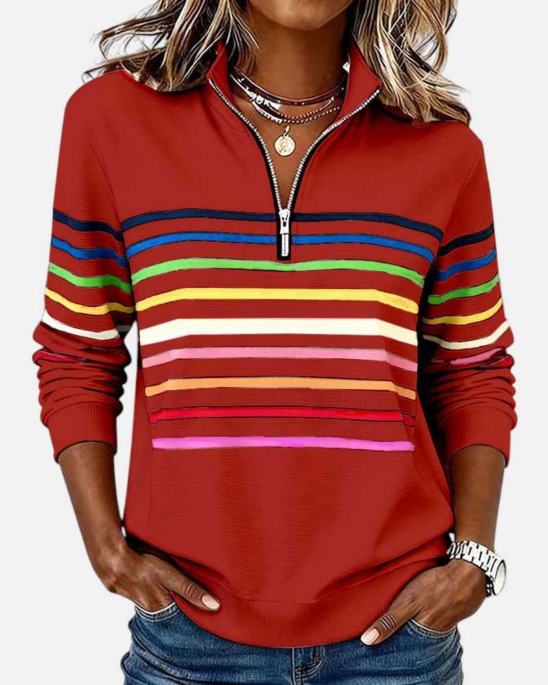 SERENELLE | FELPA CON ZIP A RIGHE ARCOBALENO