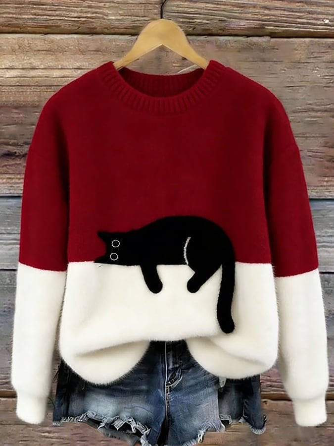 KIRSTEN | MAGLIONE ELEGANTE CON STAMPA GATTO