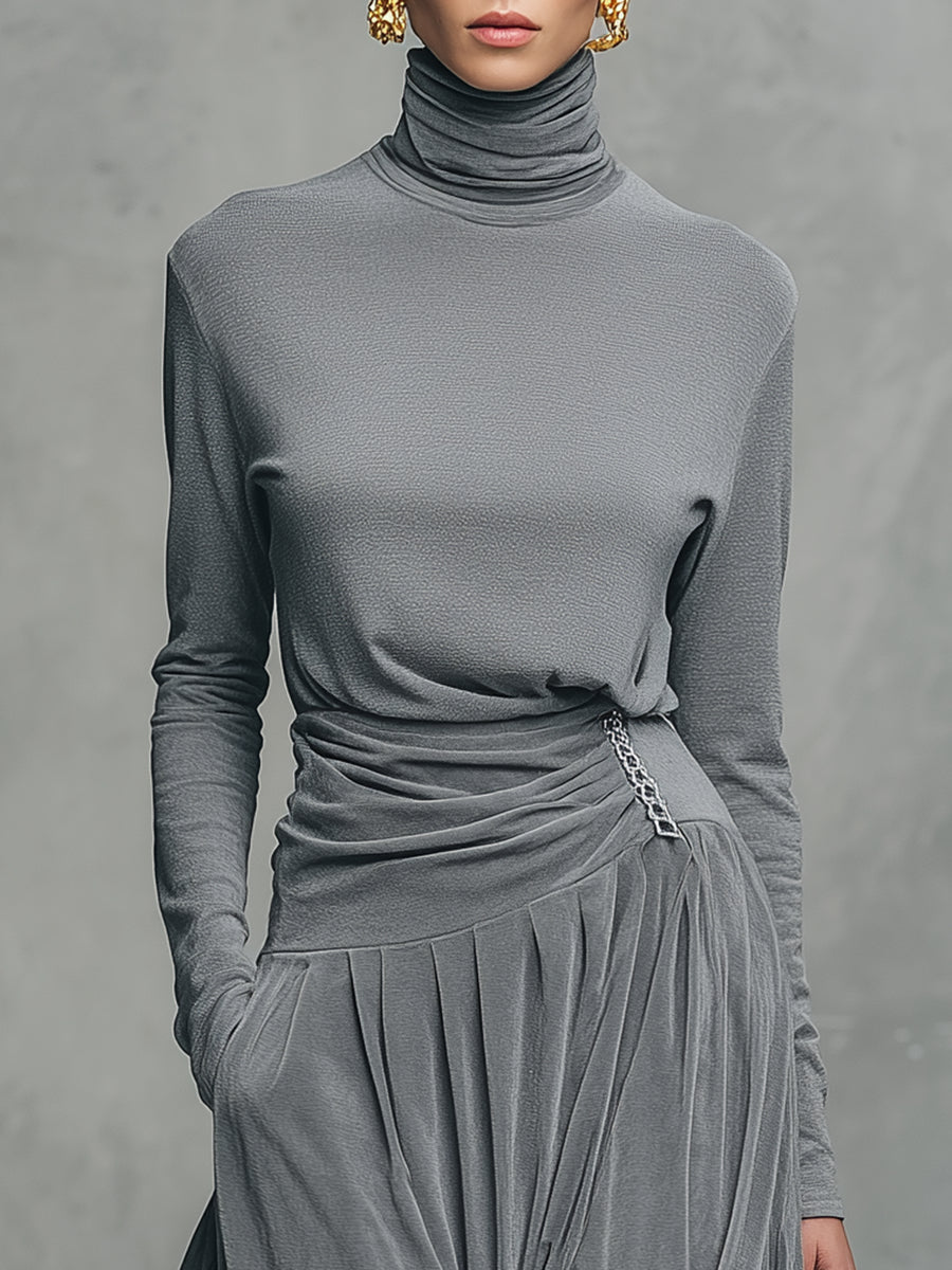 EMMA | COMPLETO ELEGANTE CON TOP A COLLO ALTO E GONNA IN VELLUTO