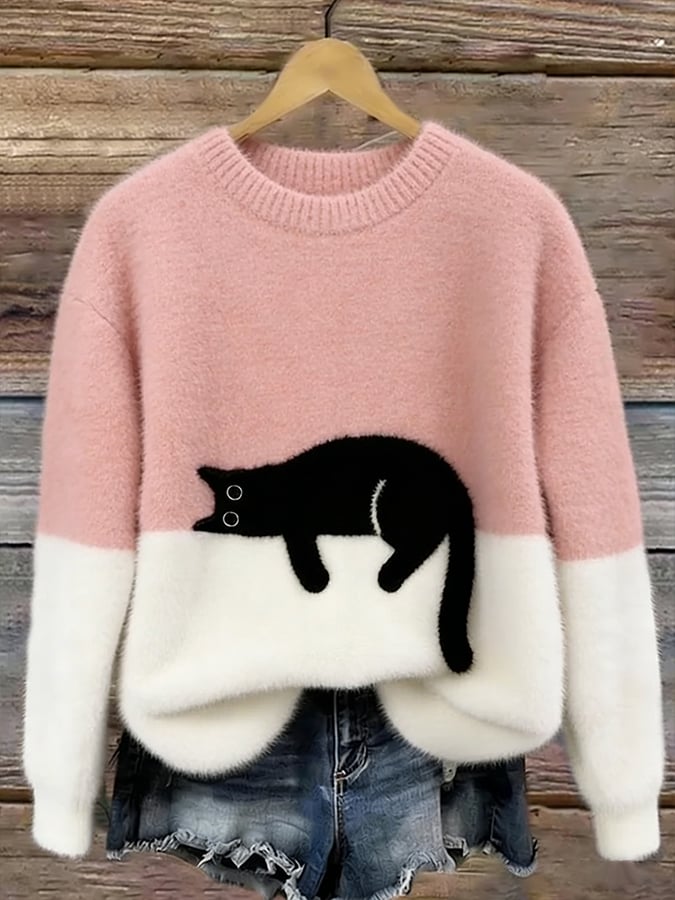 KIRSTEN | MAGLIONE ELEGANTE CON STAMPA GATTO