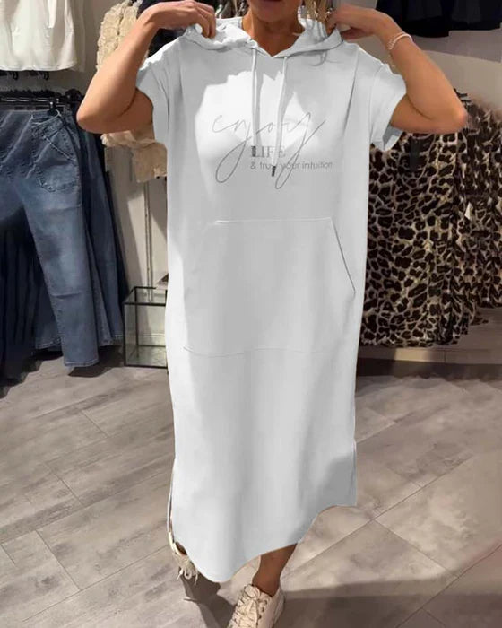 BEVERLEY | ABITO MIDI CASUAL A MANICHE CORTE CON CAPPUCCIO E TASCHE