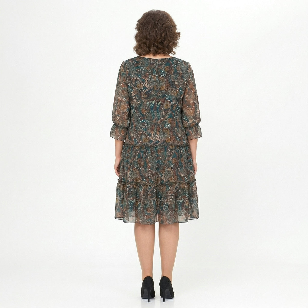 NOREEN | ABITO MIDI IN CHIFFON CON STAMPA PAISLEY E COPERTURA ADDOMINALE