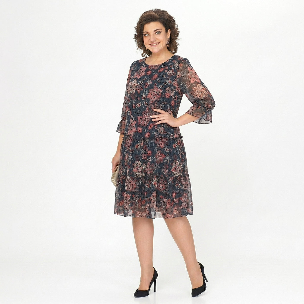 NOREEN | ABITO MIDI IN CHIFFON CON STAMPA PAISLEY E COPERTURA ADDOMINALE