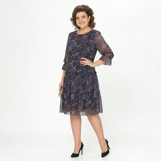 NOREEN | ABITO MIDI IN CHIFFON CON STAMPA PAISLEY E COPERTURA ADDOMINALE