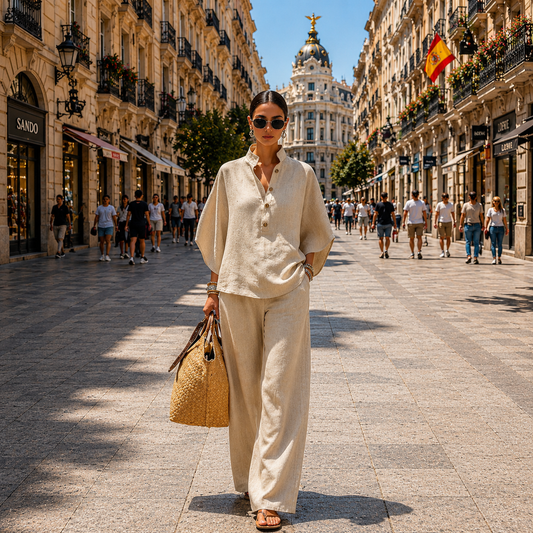 MARIEL | COMPLETO CON MANICHE A PIPISTRELLO E PANTALONI AMPI