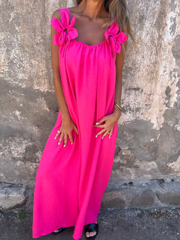 SYBIL | ABITO MAXI SCOLLO A U CON SPALLINE A FIOCCO