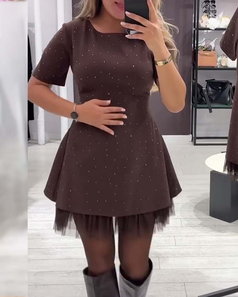 CHRISTEL | MINI ABITO CON ORLO IN TULLE SCINTILLANTE