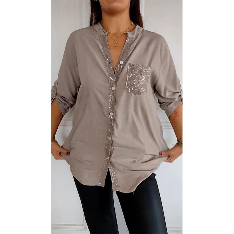 VERITY | CAMICIA BUTTON-DOWN CON PROFILO DI PAILLETTES