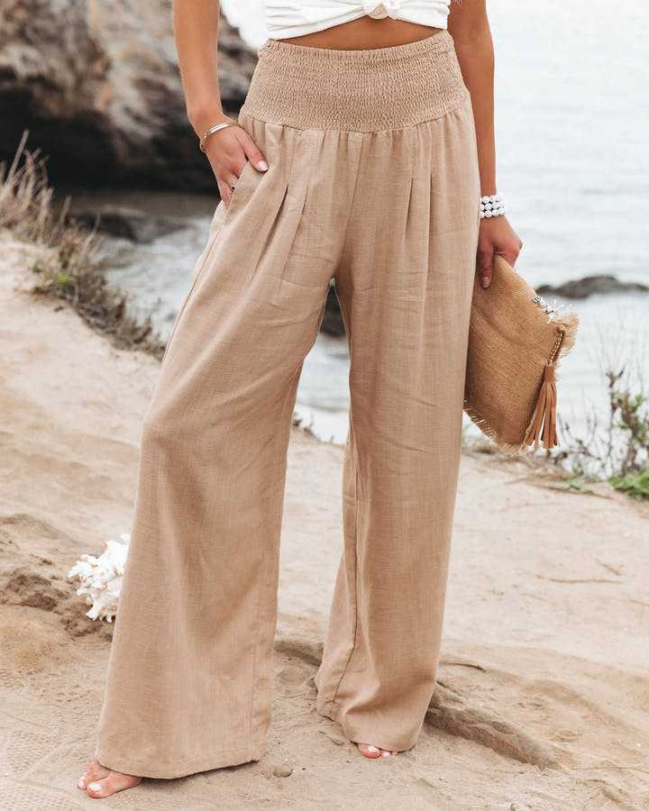 DEBORAH | PANTALONI A GAMBA AMPIA CON VITA ARRICCIATA