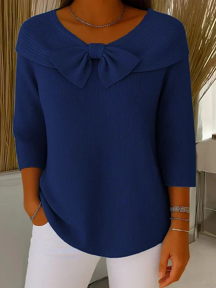 TIVELLA | MAGLIA CON FIOCCO E SCOLLO ROTONDO