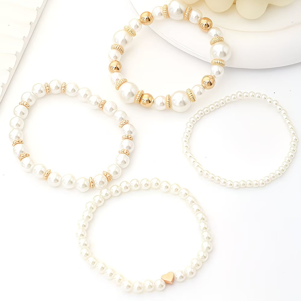 MARCELLA | SET DI 4 BRACCIALI A FILA CON PERLE