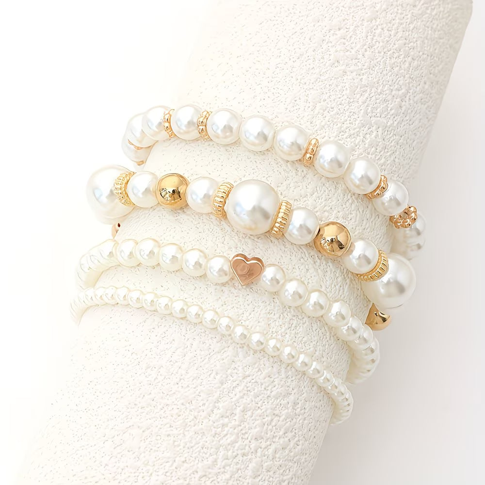 MARCELLA | SET DI 4 BRACCIALI A FILA CON PERLE