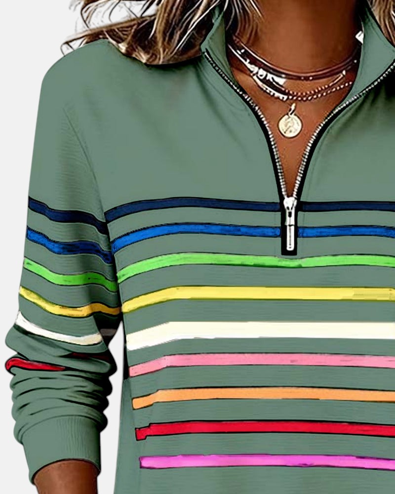 SERENELLE | FELPA CON ZIP A RIGHE ARCOBALENO