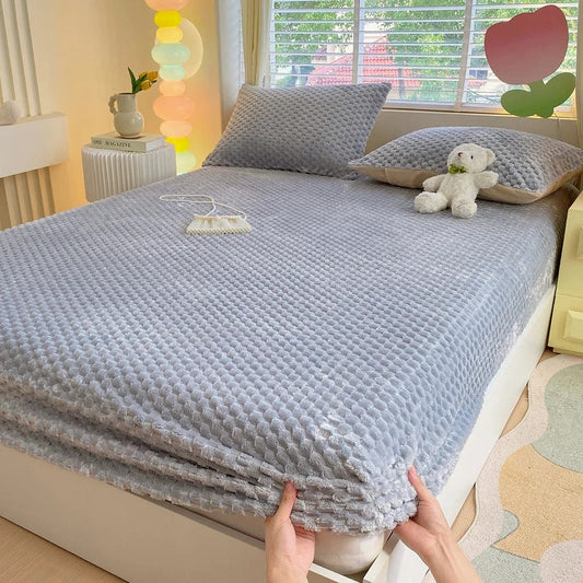 SILVERCLOUD | SET BIANCHERIA DA LETTO IN PELUCHE GRIGIO