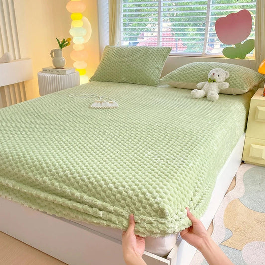 MINTCLOUD | SET DA LETTO IN PELUCHE VERDE CHIARO