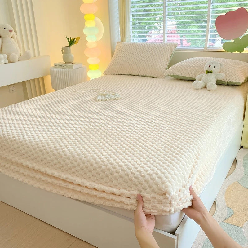 IVORYCLOUD | SET BIANCHERIA DA LETTO IN PELUCHE COLOR CREMA
