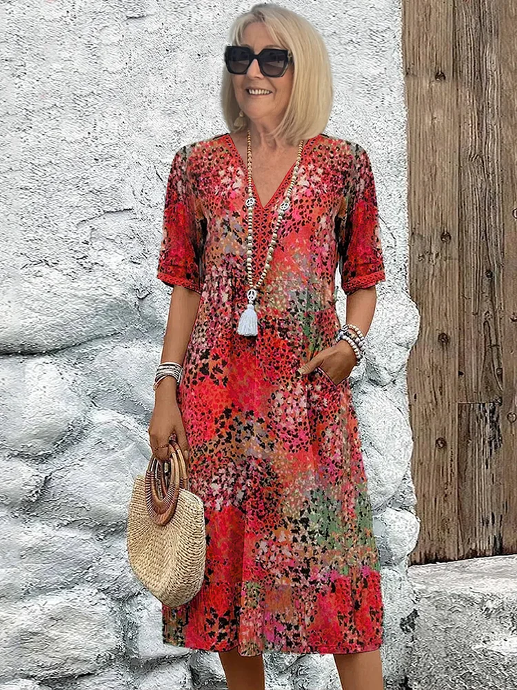 GLORIA | VESTITO MIDI VIBRANTE CON ELEGANTE COPERTURA PER IL VENTRE
