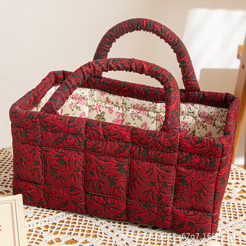 CRIMSONVALE | CESTINO PORTAOGGETTI TRAPUNTATO RUBY BOTANICAL