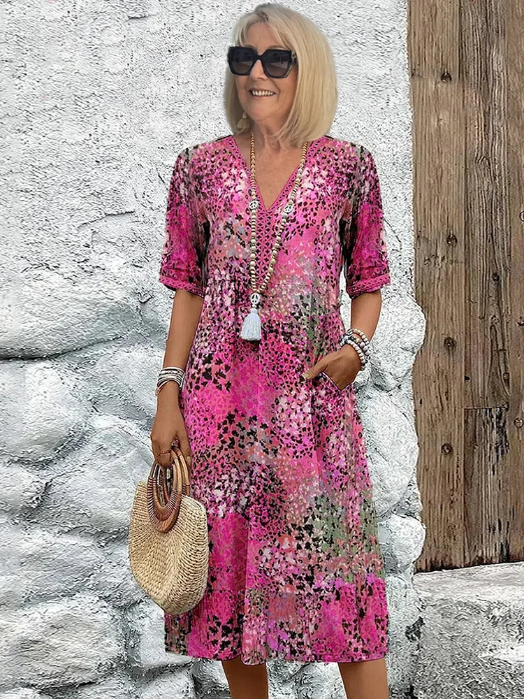 GLORIA | VESTITO MIDI VIBRANTE CON ELEGANTE COPERTURA PER IL VENTRE