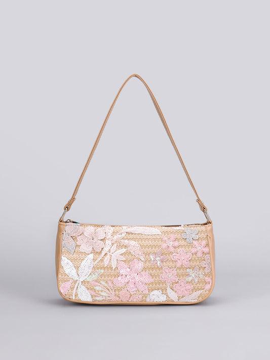 PETALBLUSH | BORSA A TRACOLLA CON PAILLETTE FLOREALI ROSA