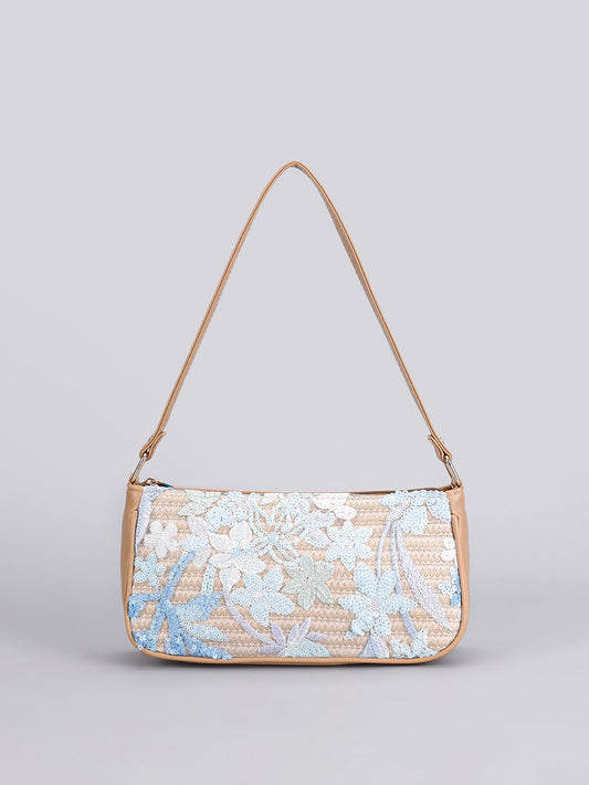 FROSTBLOOM | BORSA A TRACOLLA CON PAILLETTES FLOREALI BLU
