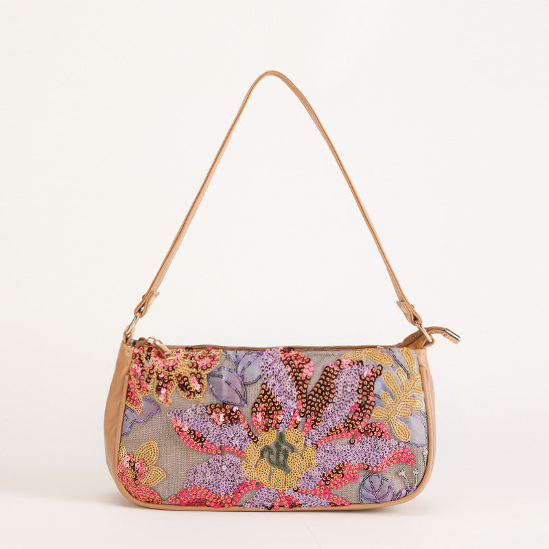 SUNSETBLOOM | BORSA A SPALLA CON PAILLETTES FLOREALI MULTICOLORE