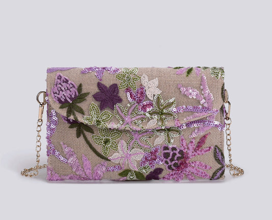 LAVENDERMEADOW | BORSA A TRACOLLA A POCHETTE CON PAILLETTES FLOREALI