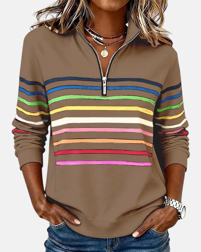 SERENELLE | FELPA CON ZIP A RIGHE ARCOBALENO