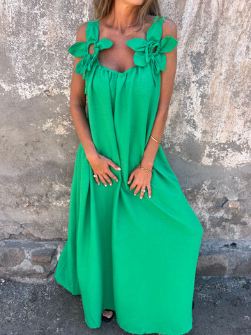 SYBIL | ABITO MAXI SCOLLO A U CON SPALLINE A FIOCCO