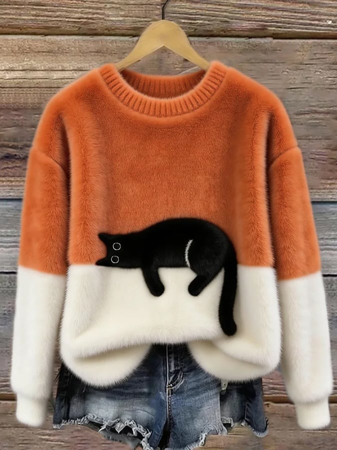 KIRSTEN | MAGLIONE ELEGANTE CON STAMPA GATTO