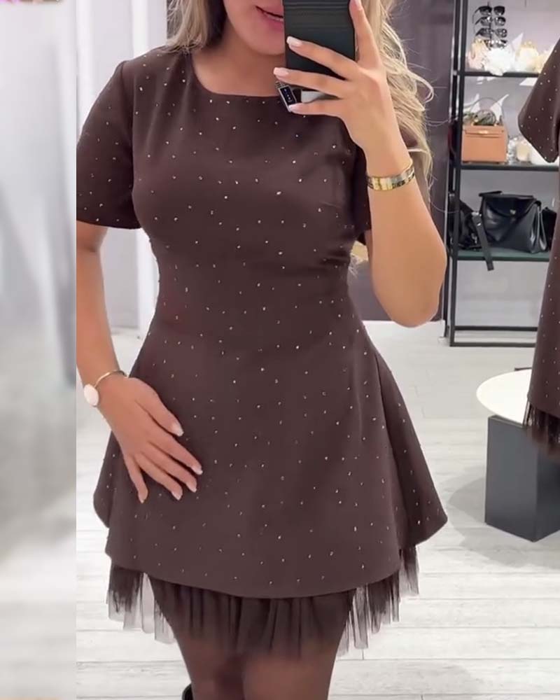 CHRISTEL | MINI ABITO CON ORLO IN TULLE SCINTILLANTE