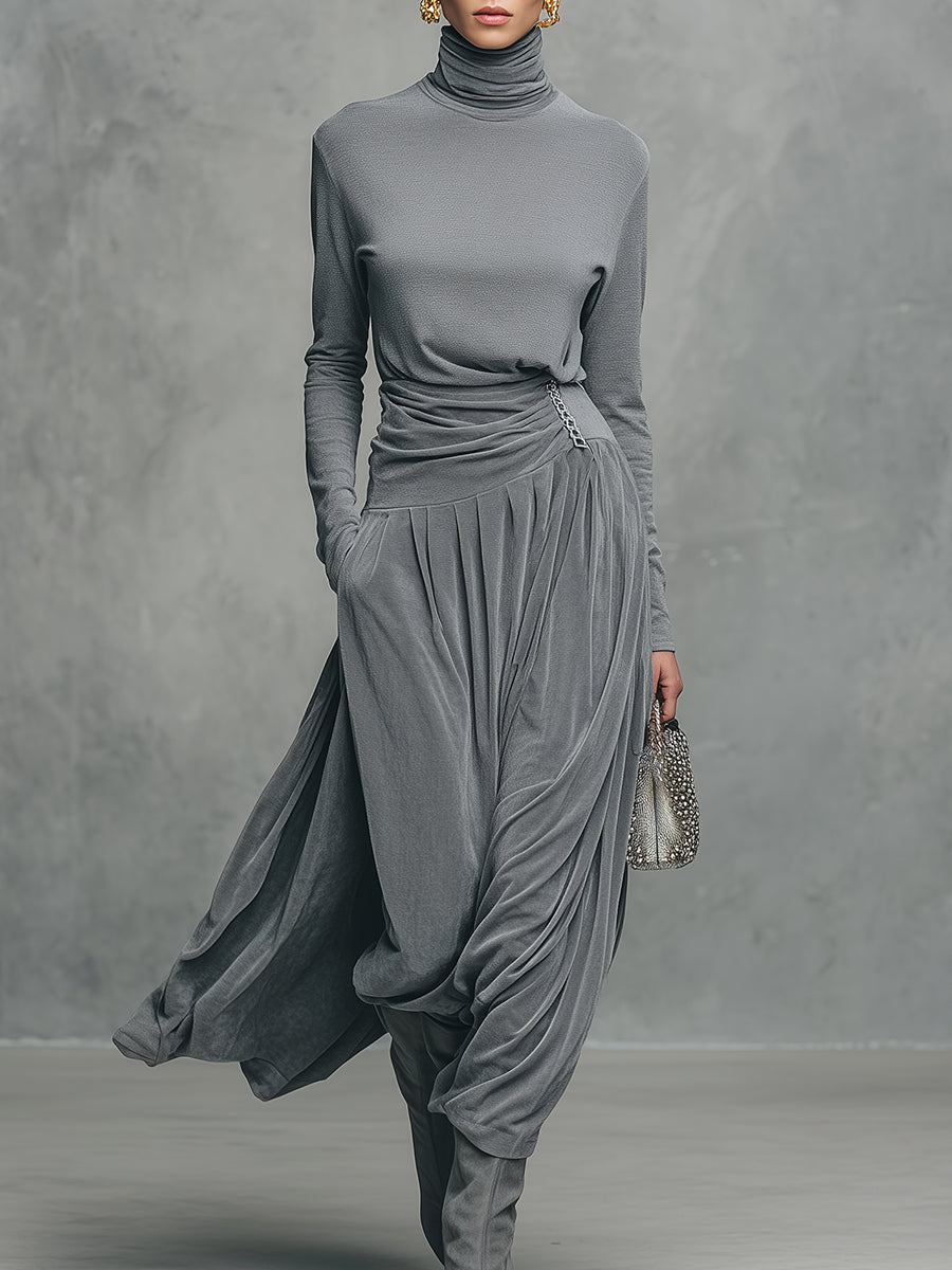 EMMA | COMPLETO ELEGANTE CON TOP A COLLO ALTO E GONNA IN VELLUTO
