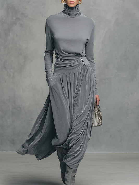 EMMA | COMPLETO ELEGANTE CON TOP A COLLO ALTO E GONNA IN VELLUTO
