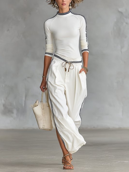 DAISY | MAGLIA A MANICHE LUNGHE SPORTIVA A COLLO ALTO CON COULISSE