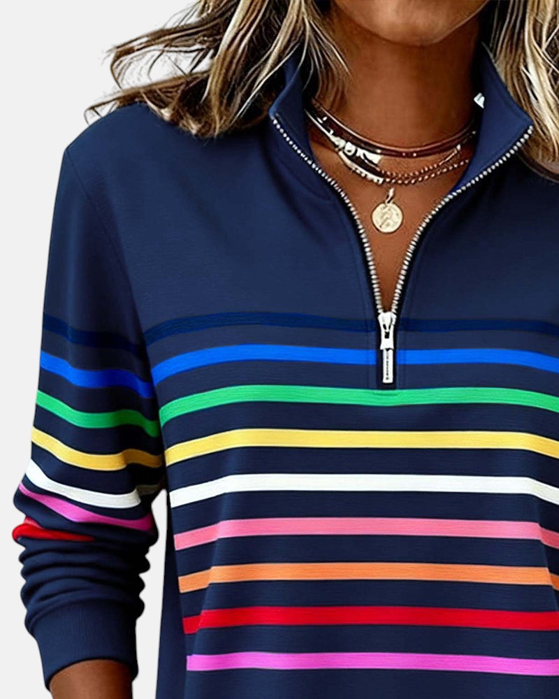 SERENELLE | FELPA CON ZIP A RIGHE ARCOBALENO